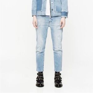 ZADIG and VOLTAIRE Jean Elios Destroy Denim Button Fly Medium Wash Jean Sz 28